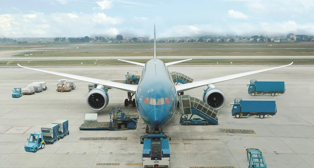 Máy bay của hãng hàng không Vietnam Airlines. (Ảnh: CTV/Vietnam+)