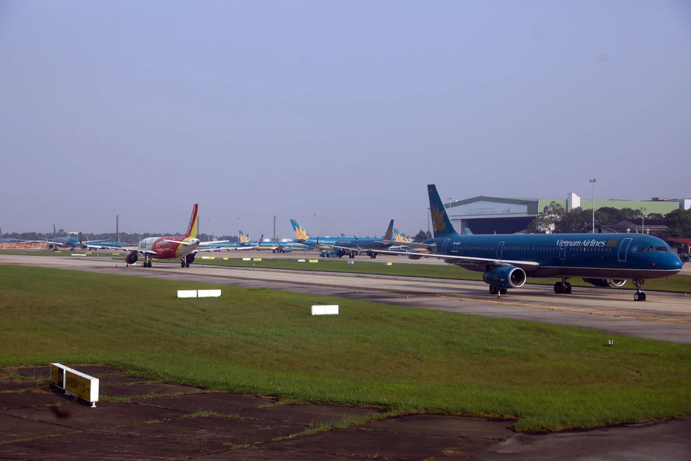 Máy bay tại Cảng hàng không quốc tế Nội Bài. (Ảnh: Huy Hùng/Vietnam+)
