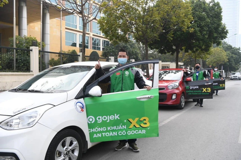 Ứng dụng gọi xe GoCar Protect đã chính thức vận hành tại Hà Nội. (Ảnh: CTV/Vietnam+)