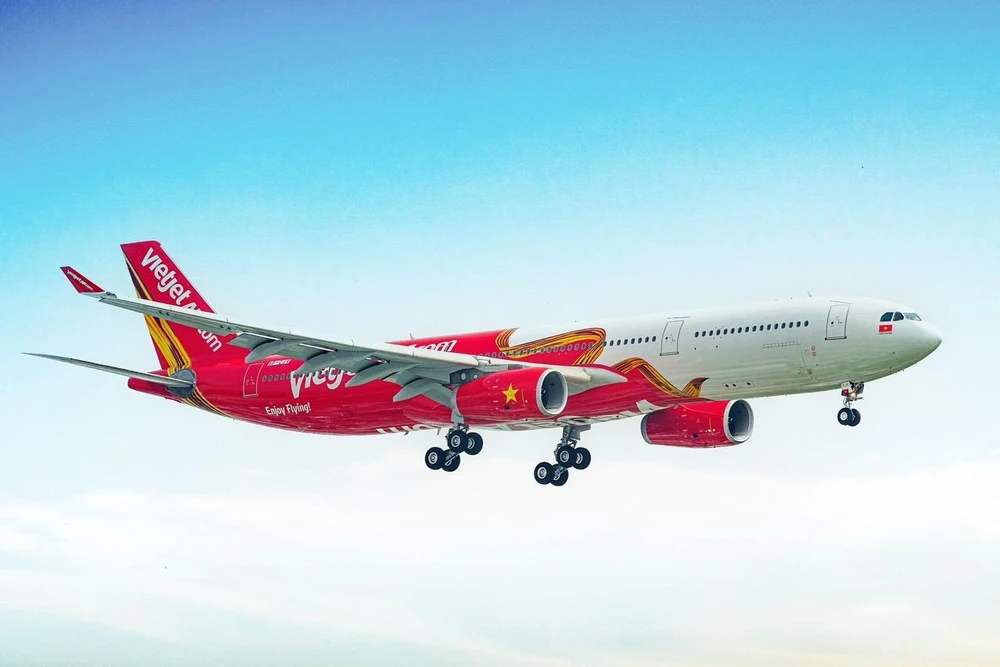 Máy bay thân rộng A330 hiện đại của hãng hàng không Vietjet dùng để bay Thành phố Hồ Chí Minh-Australia. (Ảnh: CTV/Vietnam+)