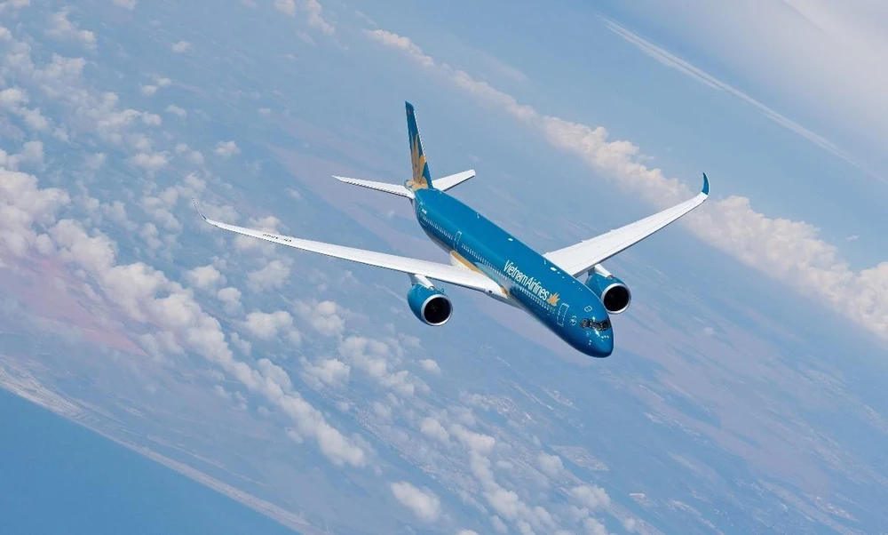 Dòng máy bay thế hệ hiện đại nhất Airbus A350 của Vietnam Airlines được sử dụng để khai thác đường bay Hà Nội-Australia. (Ảnh: CTV/Vietnam+)