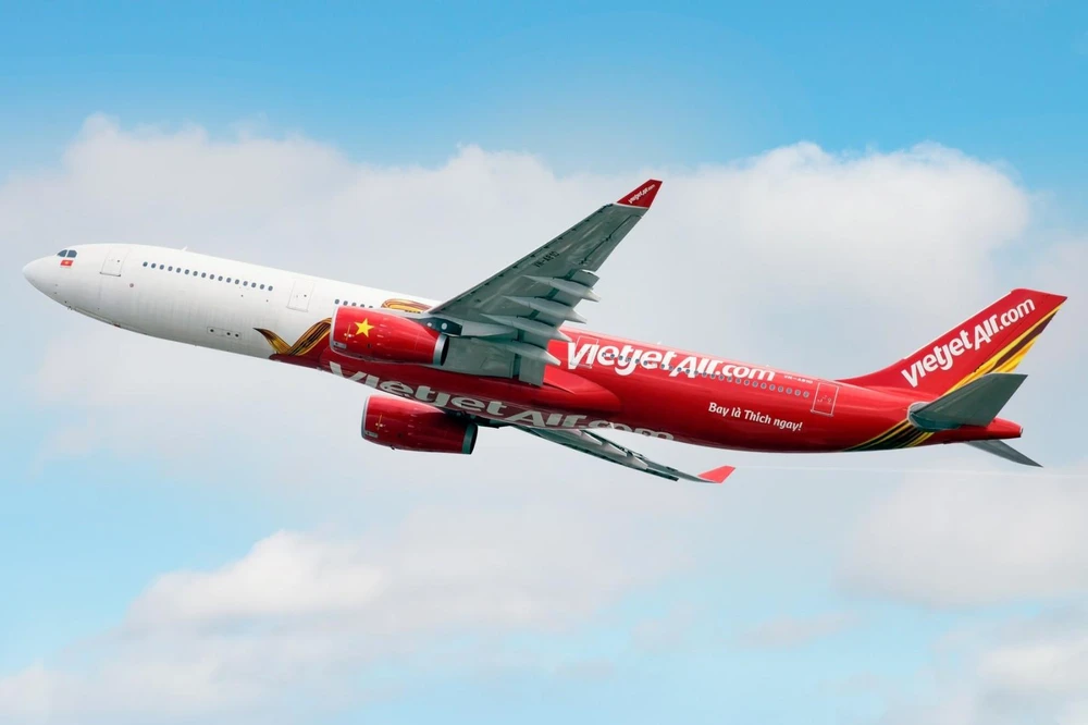 Máy bay của hãng hàng không Vietjet Air. (Ảnh: CTV/Vietnam+)