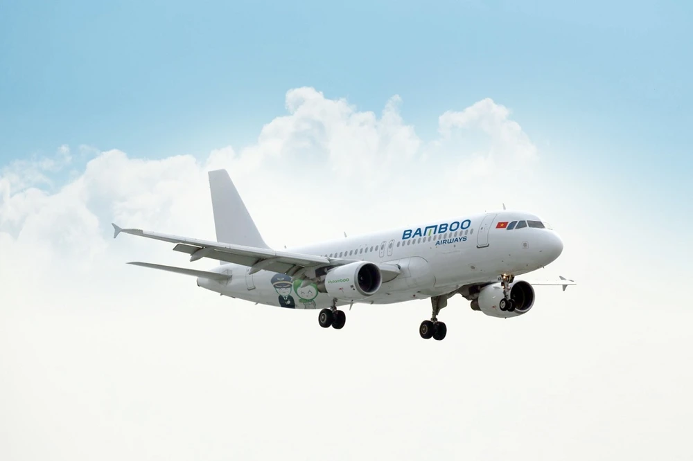 Máy bay Airbus A329 của Hãng hàng không Bamboo Airways. (Ảnh: PV/Vietnam+)