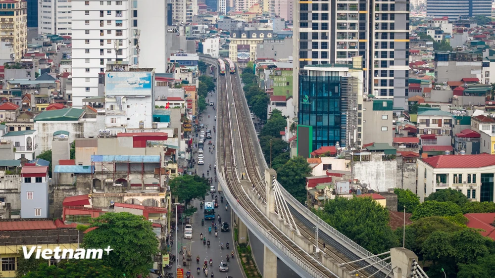 Đường sắt đô thị Nhổn-Ga Hà Nội đã vận hành khai thác đoạn trên cao từ ngày 8/8/2024. (Ảnh: Hoài Nam/Vietnam+)