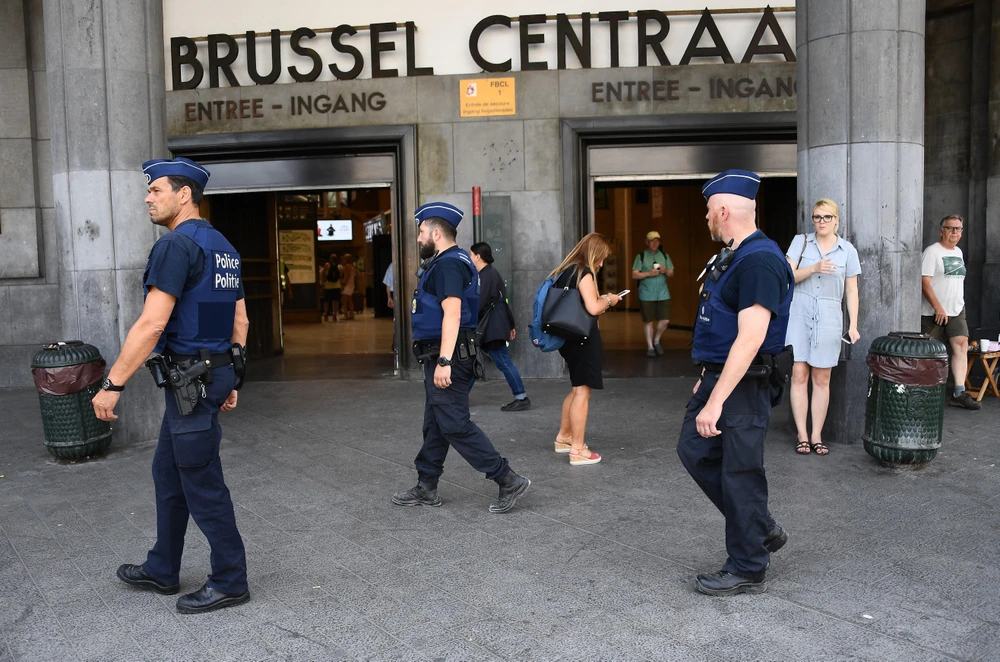 Cảnh sát Bỉ tuần tra tại Brussels. (Ảnh: AFP/TTXVN) 