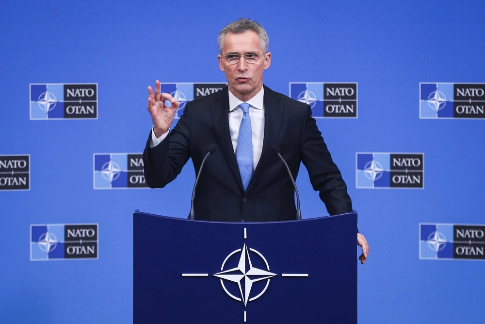Tổng thư ký NATO Jens Stoltenberg phát biểu trong cuộc họp báo tại Brussels, Bỉ, ngày 14/2/2019. (Ảnh: THX/TTXVN)