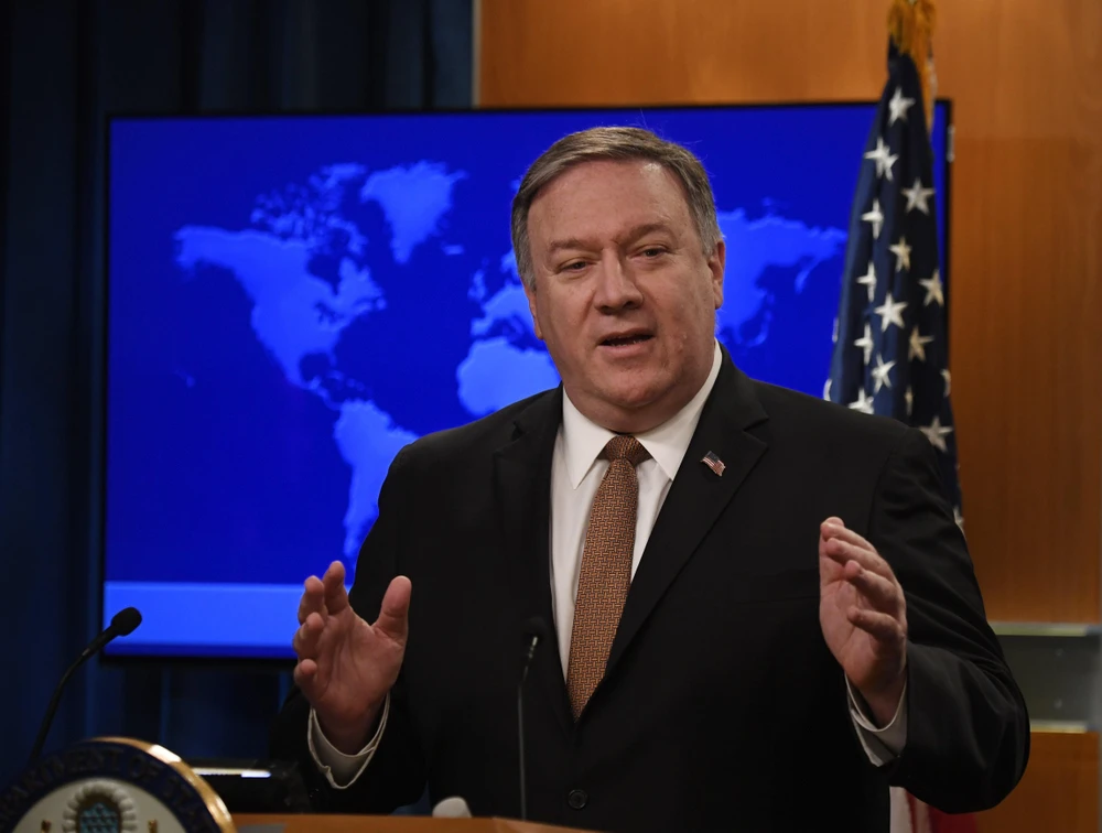 Ngoại trưởng Mỹ Mike Pompeo phát biểu trong cuộc họp báo tại Washington D.C., ngày 15/3/2019. (Ảnh: THX/TTXVN)