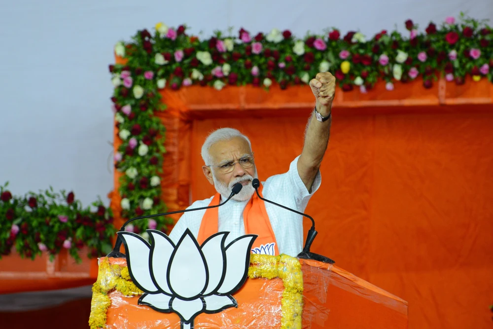 Thủ tướng Ấn Độ Narendra Modi phát biểu tại Ahmedabad ngày 26/5/2019. (Ảnh: AFP/TTXVN)