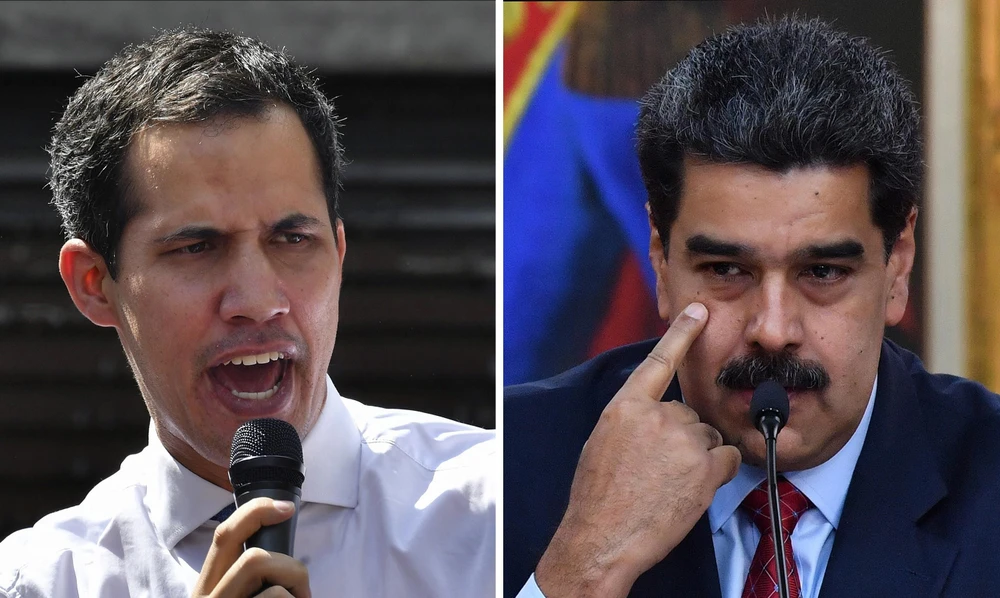 Tổng thống Venezuela Nicolas Maduro (phải) và thủ lĩnh phe đối lập Juan Guaido (trái). (Ảnh: AFP/TTXVN)