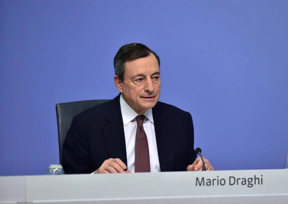 Chủ tịch Ngân hàng Trung ương châu Âu (ECB) Mario Draghi trong cuộc họp báo tại Frankfurt, Đức ngày 7/3/2019. (Ảnh: THX/TTXVN)