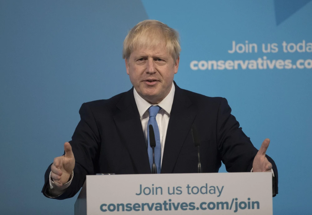 Ông Boris Johnson phát biểu tại London, Anh ngày 23/7/2019, sau khi được bầu làm Chủ tịch đảng Bảo thủ. (Ảnh: THX/TTXVN)