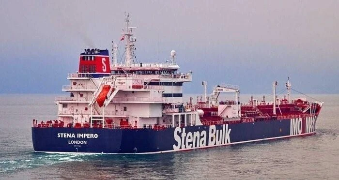 Tàu chở dầu Stena Impero treo cờ Anh neo tại cảng Bandar Abbas ở miền nam Iran ngày 20/7/2019. (Ảnh: IRNA/TTXVN)