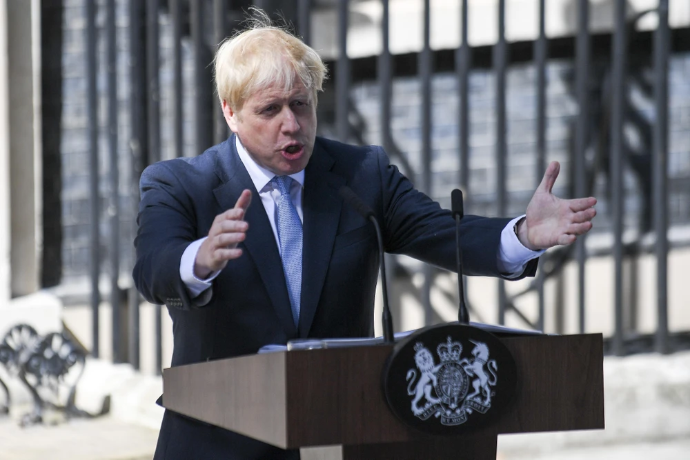 Tân Thủ tướng Anh Boris Johnson phát biểu tại thủ đô London ngày 24/7/2019. (Ảnh: THX/TTXVN)