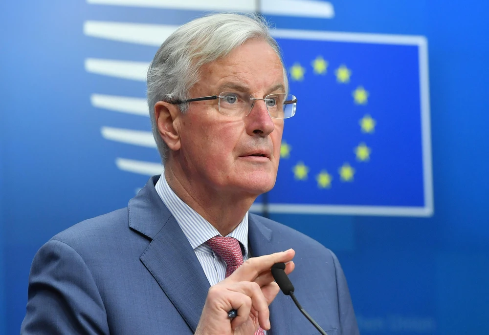 Trưởng đoàn đàm phán của EU về Brexit, ông Michel Barnier phát biểu tại cuộc họp báo ở Brussels, Bỉ ngày 19/3/2019. (Ảnh: AFP/TTXVN)