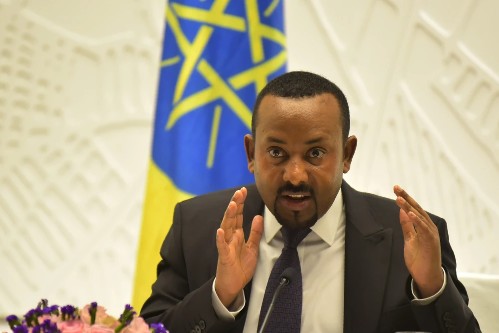 Thủ tướng Ethiopia Abiy Ahmed trong cuộc họp báo tại Addis Ababa ngày 1/8/2019. (Ảnh: AFP/TTXVN)