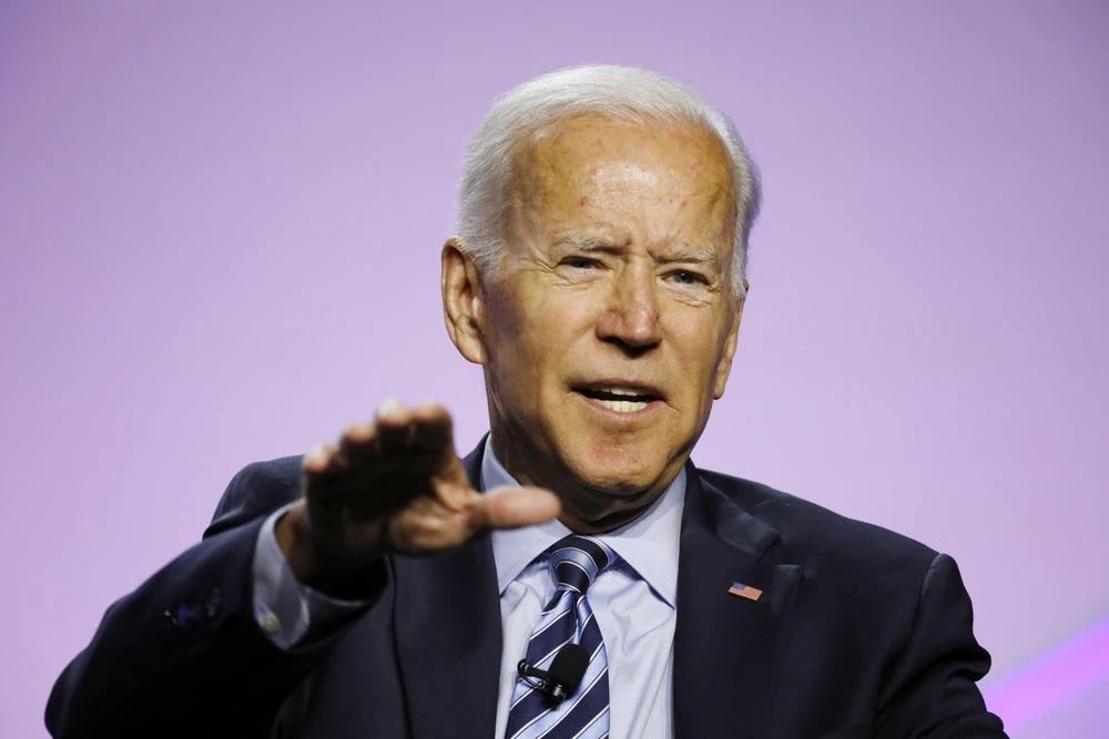 Ứng viên tranh cử Tổng thống Mỹ của đảng Dân chủ Joe Biden phát biểu tại một diễn đàn ở Detroit, bang Michigan ngày 24/7/2019. (Ảnh: AFP/TTXVN)