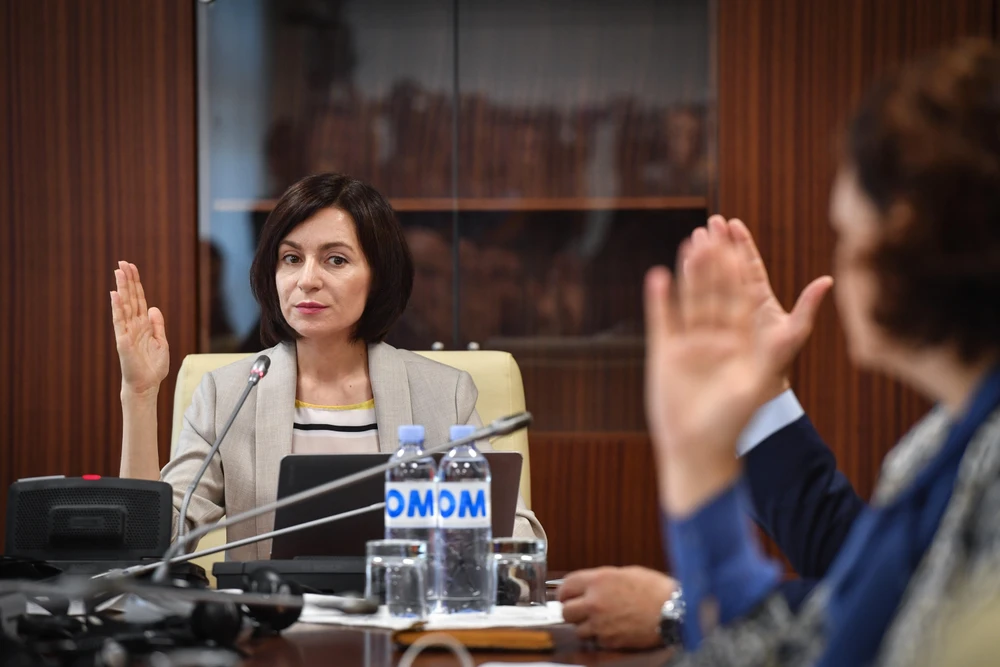 Thủ tướng Moldova Maia Sandu trong cuộc họp nội các tại Chisinau ngày 10/6/2019. (Ảnh: AFP/TTXVN)