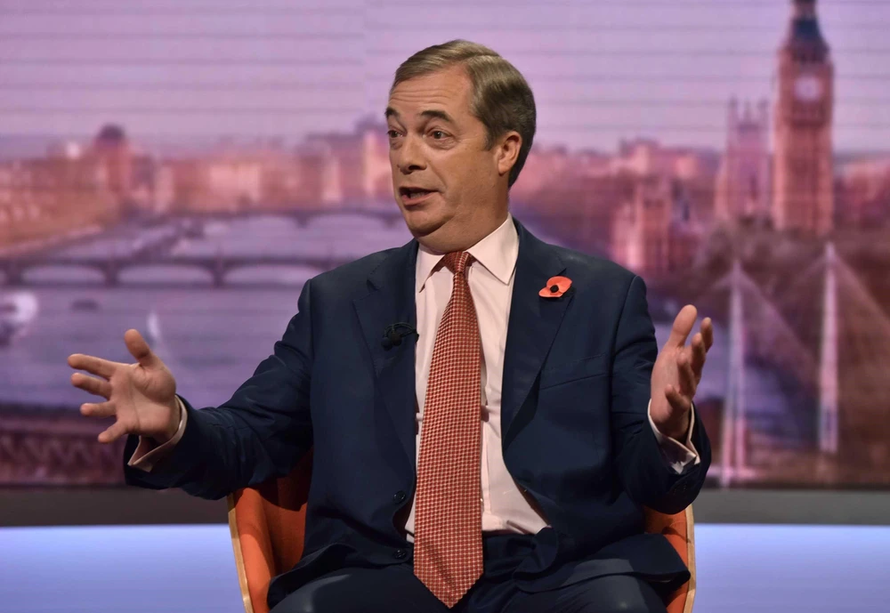 Lãnh đạo đảng Brexit của Anh Nigel Farage. (Ảnh: AFP/TTXVN)