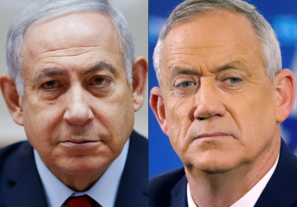 Thủ tướng Israel Benjamin Netanyahu (trái) và lãnh đạo đảng Xanh-Trắng Benny Gantz. (Ảnh: AFP/TTXVN)