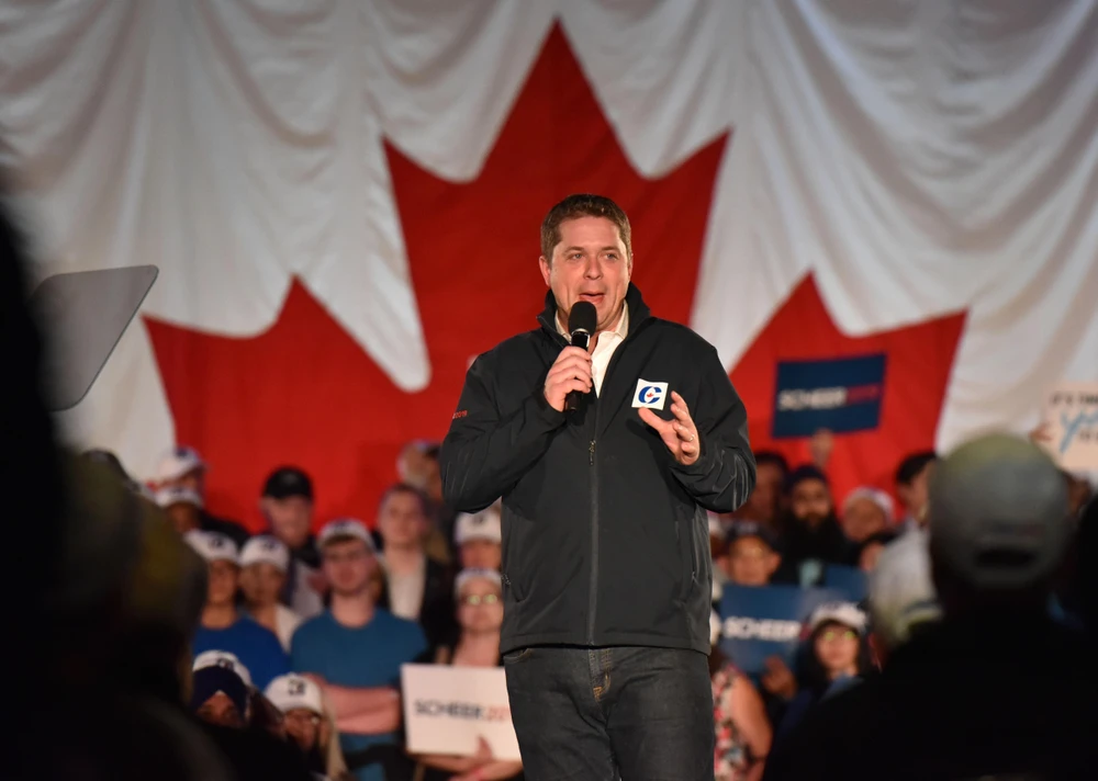 Lãnh đạo đảng Bảo thủ Canada Andrew Scheer trong cuộc vận động tranh cử tại Richmond B.C ngày 20/10/2019. (Ảnh: AFP/TTXVN)