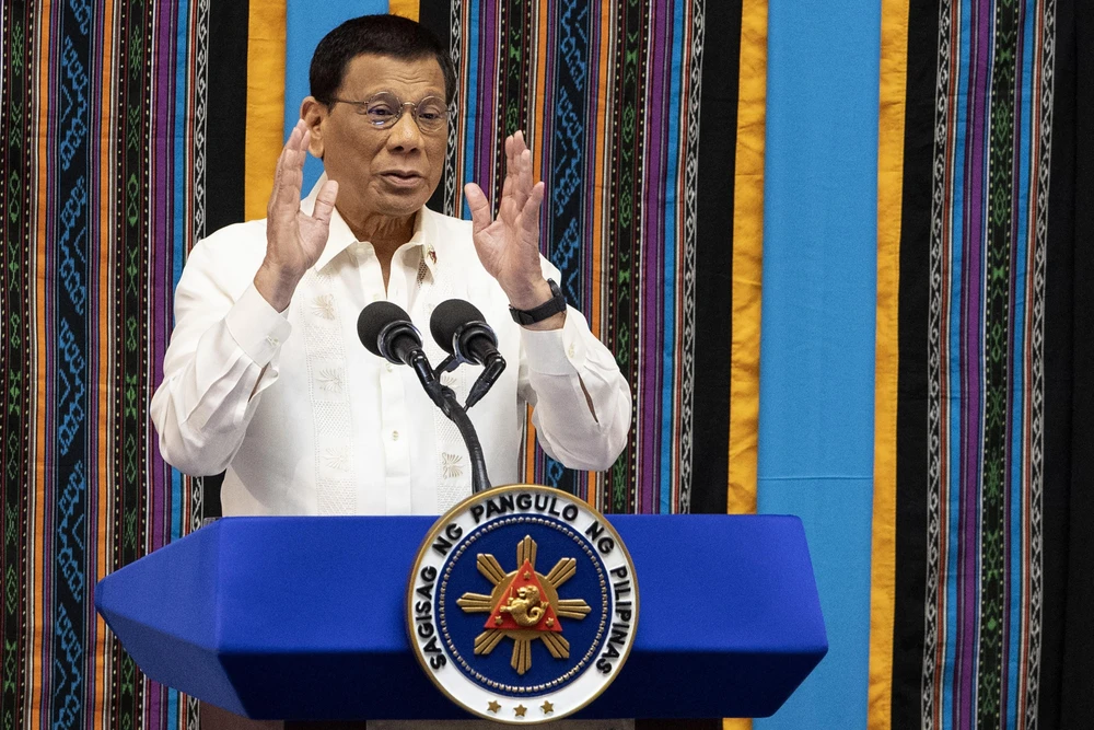 Tổng thống Philippines Rodrigo Duterte phát biểu tại Manila ngày 22/7/2019. (Ảnh: AFP/ TTXVN)