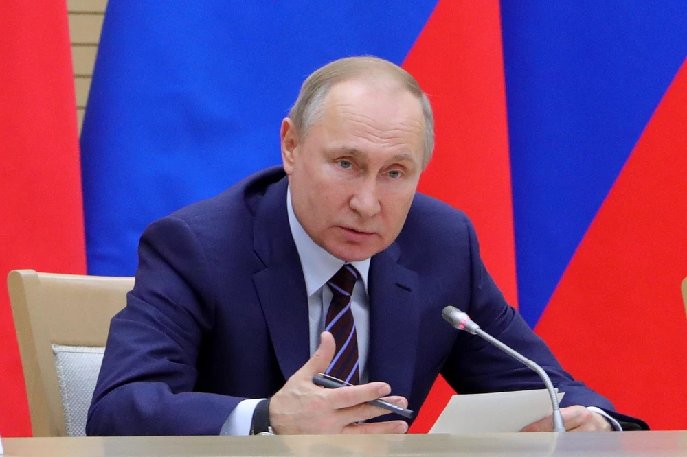 Tổng thống Nga Vladimir Putin phát biểu tại cuộc họp ở Moskva ngày 16/1/2020. (Ảnh: AFP/TTXVN)