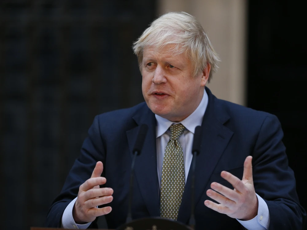 Thủ tướng Anh Boris Johnson trong bài phát biểu tại London ngày 13/12/2019. (Ảnh: THX/TTXVN)