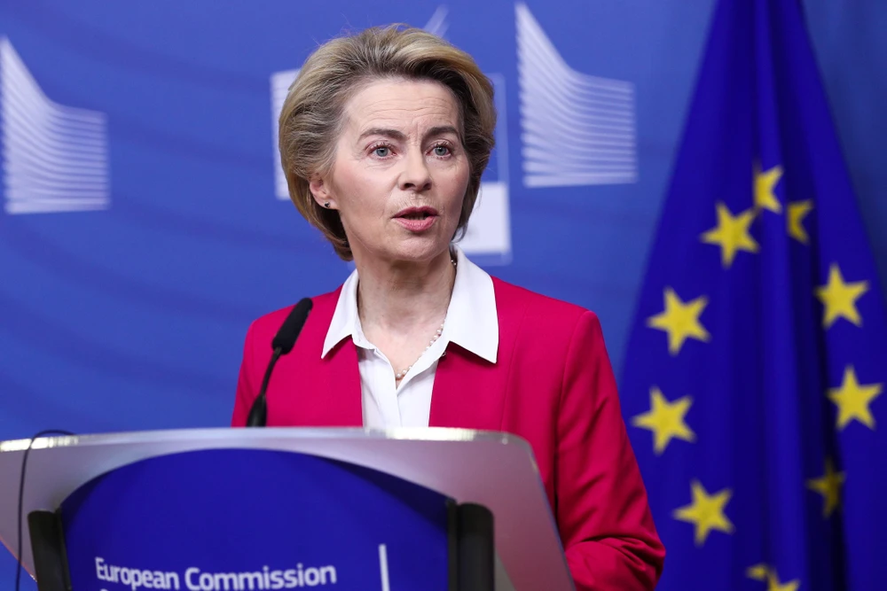 Chủ tịch Ủy ban châu Âu (EC) Ursula von der Leyen tại cuộc họp báo ở Brussels,Bỉ, ngày 8/1/2020. (Ảnh: THX/TTXVN)