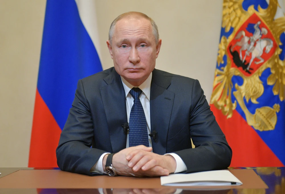 Tổng thống Nga Vladimir Putin phát biểu tại Moskva, Nga, ngày 25/3/2020. (Ảnh: AFP/TTXVN)
