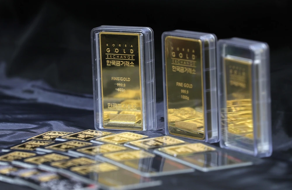 Vàng được bày bán tại Seoul, Hàn Quốc, ngày 28/1/2020. (Ảnh: Yonhap/TTXVN)