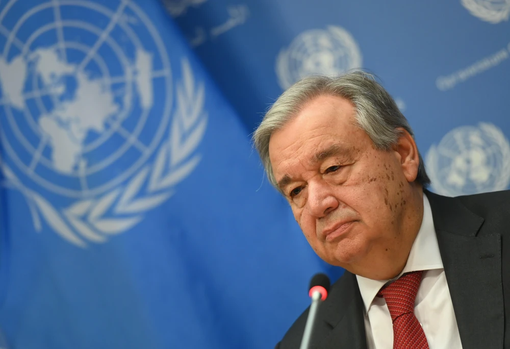 Tổng thư ký Liên hợp quốc Antonio Guterres phát biểu tại trụ sở ở New York, Mỹ. (Ảnh: AFP/TTXVN)