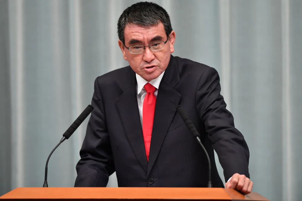 Bộ trưởng Quốc phòng Nhật Bản Taro Kono. (Ảnh: AFP/TTXVN)