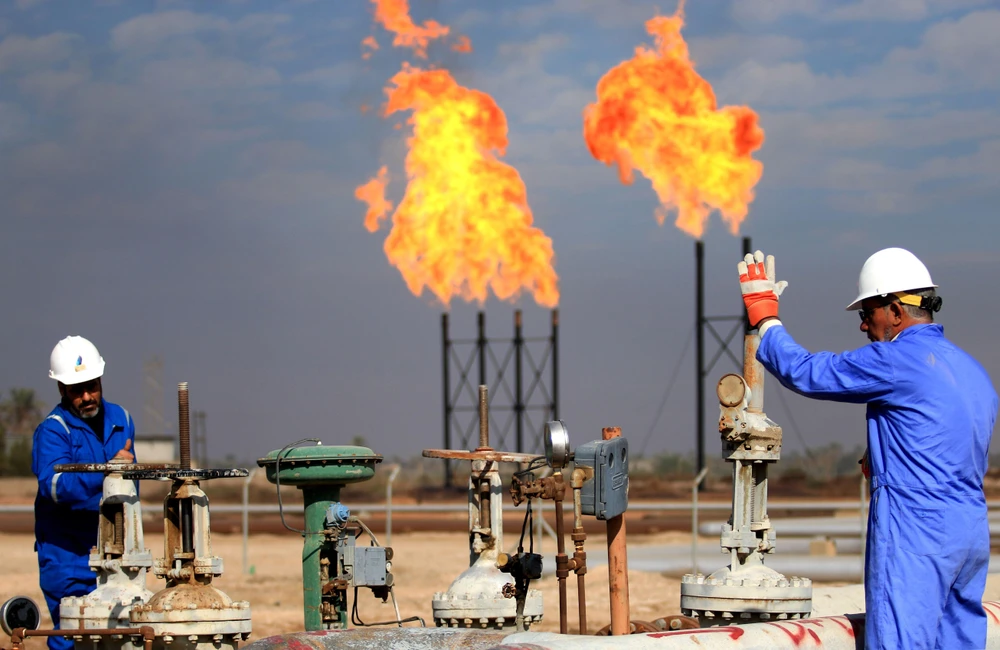 Cơ sở khai thác khí đốt tự nhiên Bin Omar của Công ty dầu khí Basra ở cảng miền Nam Iraq. (Ảnh: AFP/TTXVN)