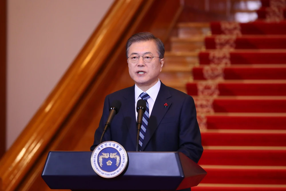 Tổng thống Hàn Quốc Moon Jae-in. (Ảnh: Yonhap/ TTXVN)