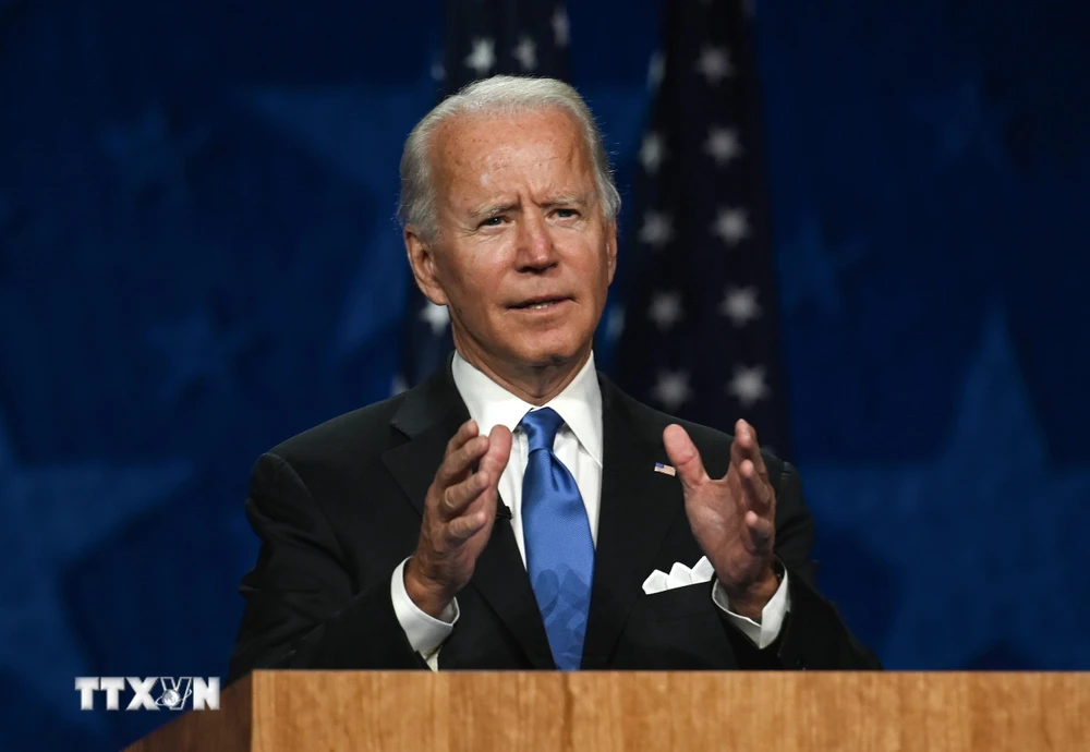 Cựu Phó Tổng thống Joe Biden phát biểu tại Wilmington, Delaware, Mỹ, ngày 20/8/2020. (Ảnh: AFP/TTXVN)