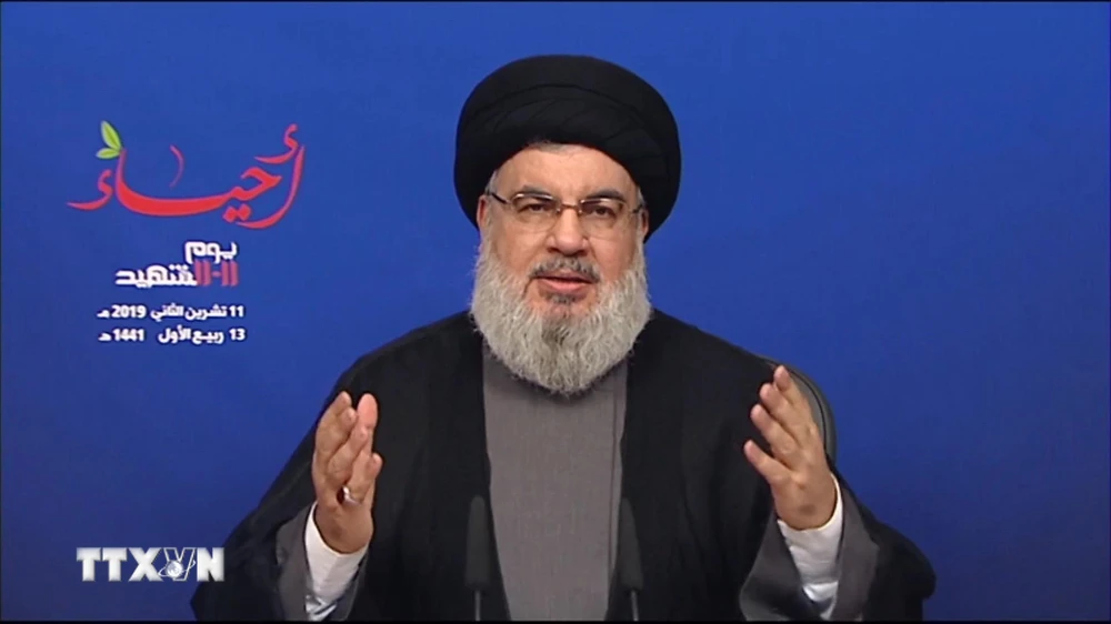 Thủ lĩnh Phong trào Hezbollah của Liban, Hassan Nasrallah. (Ảnh: AFP/TTXVN)