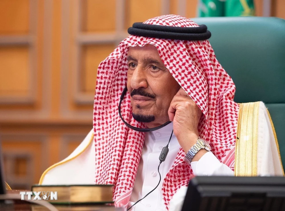 Quốc vương Saudi Arabia Salman bin Abdulaziz al Saud tại một hội nghị ở Riyadh ngày 26/3/2020. (Ảnh: THX/TTXVN)