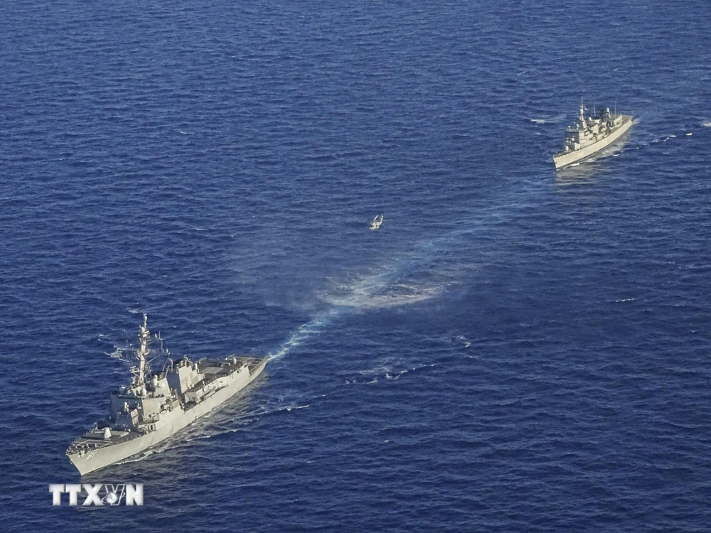 Tàu chiến của Hy Lạp tham gia cuộc tập trận ở phía Đông Địa Trung Hải ngày 24/8/2020. (Ảnh: AFP/TTXVN)