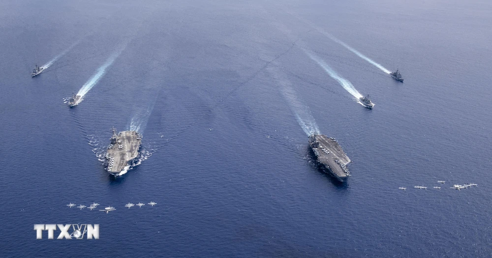 Một chiến dịch huấn luyện của hải quân Mỹ tại Ấn Độ Dương–Thái Bình Dương, ngày 6/7/2020. (Ảnh: AFP/TTXVN)