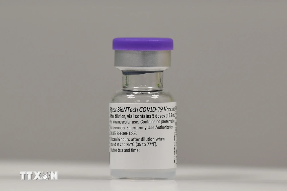 Vắcxin phòng COVID-19 do 2 hãng dược phẩm Pfizer của Mỹ và BioNTech của Đức bào chế. (Ảnh: AFP/TTXVN)