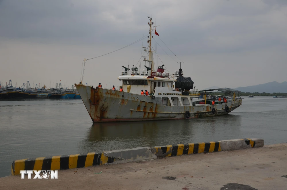 Tàu 798 chuẩn bị cập cảng Hải đoàn 129 - Tổng công ty Tân Cảng Sài Gòn (thành phố Vũng Tàu). (Ảnh: TTXVN)