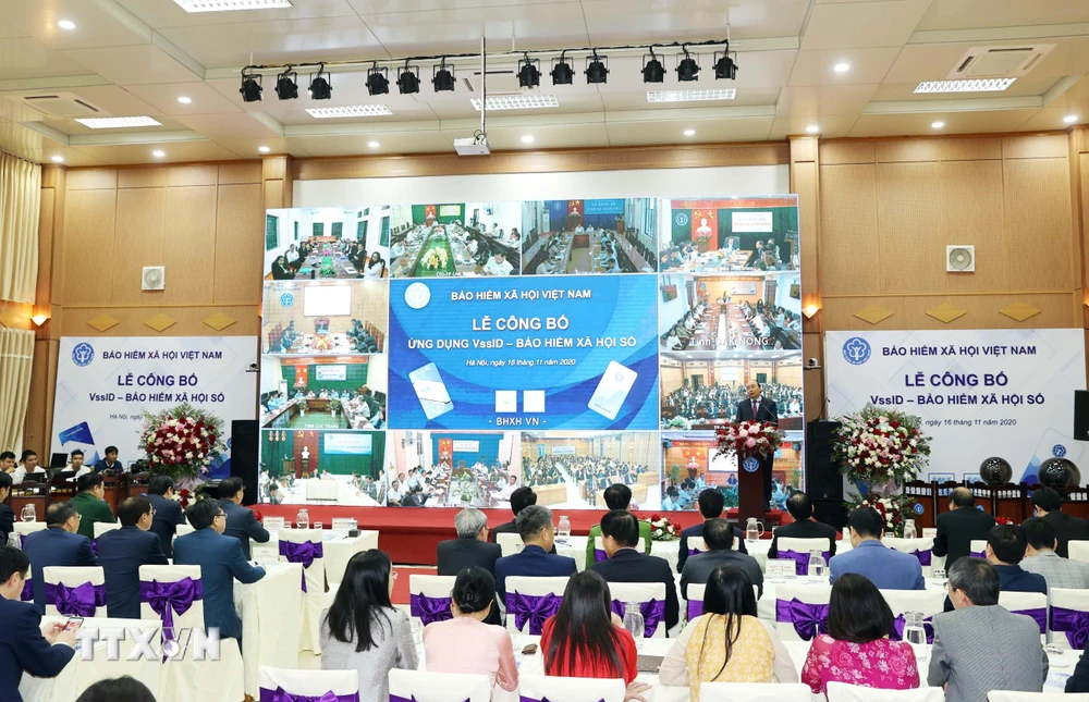 Lễ công bố ứng dụng "VssID - Bảo hiểm xã hội số" của Bảo hiểm xã hội Việt Nam. 