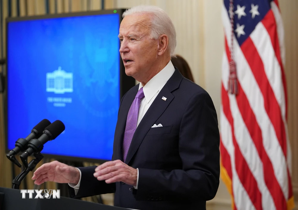 Tổng thống Mỹ Joe Biden phát biểu tại Nhà Trắng ngày 21/1/2021. (Ảnh: AFP/TTXVN)