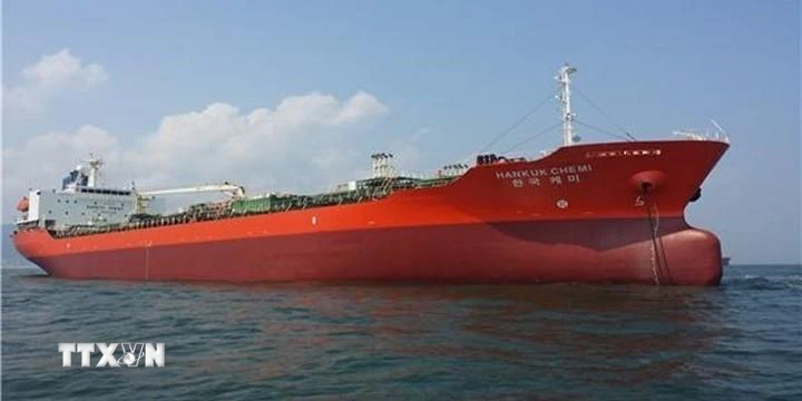 Tàu chở dầu MT Hankuk Chemi của Hàn Quốc bị Iran bắt giữ ngày 4/1/2021. (Ảnh: YONHAP/TTXVN)