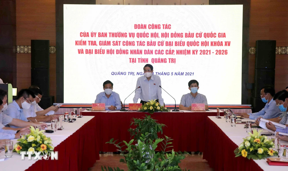 Phó Chủ tịch Quốc hội Nguyễn Đức Hải phát biểu tại buổi làm việc. (Ảnh: Nguyên Lý/TTXVN)