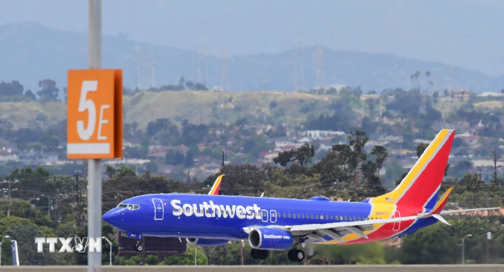 Máy bay của hãng hàng không Southwest Airlines. (Ảnh: AFP/TTXVN)