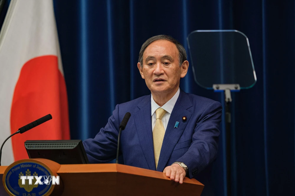 Thủ tướng Suga Yoshihide tại cuộc họp báo ở Tokyo, Nhật Bản. (Ảnh: AFP/TTXVN)
