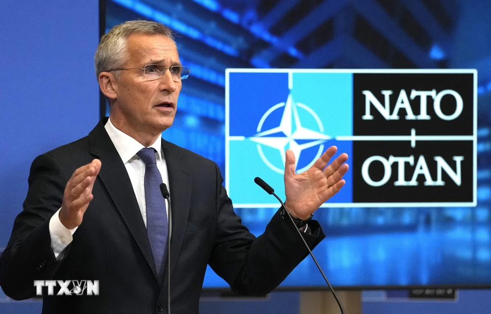 Tổng thư ký NATO Jens Stoltenberg phát biểu trong cuộc họp báo sau cuộc họp của các cố vấn an ninh quốc gia tại Brussels, Bỉ, ngày 7/10/2021. (Ảnh: AFP/TTXVN)