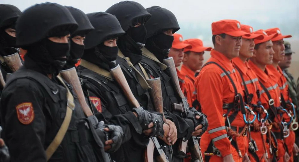 Các lực lượng Kyrgyzstan tham gia một cuộc diễn tập chống khủng bố ở Batken, miền nam nước này. (Ảnh: OSCE)