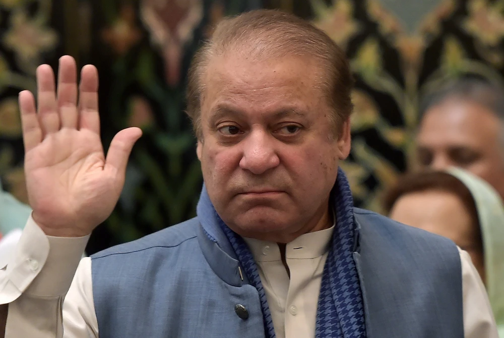 Cựu Thủ tướng Pakistan Nawaz Sharif sau một cuộc họp báo tại Islamabad, ngày 29/5/2018. (Ảnh: AFP/TTXVN)